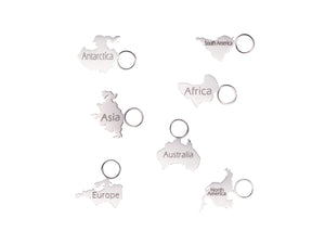 3 x Engraved Continent Charm - traveller charms (Lukas Schmitz)